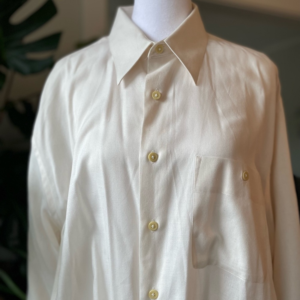 Yves Saint Laurent White Linen Button-down - Picture 2 of 6